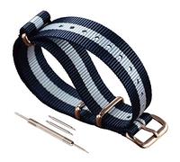 MZBUTIQ 15 mm Thin Nylon Watch Strap Blue/white/blue One-piece style Watch Band Replacement for Women