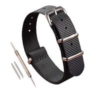 MZBUTIQ 17 mm Black Nylon Strap One Piece Watch Strap Band Belt Replacement 4 Rings