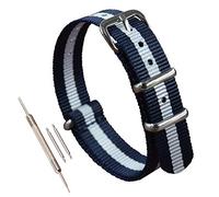 MZBUTIQ 17 mm Blue/White/Blue Nylon Strap One Piece Watch Strap Band Belt Replacement 4 Rings