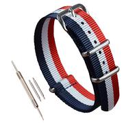 MZBUTIQ 18 mm Blue/white/red Nylon Strap Thin Watch Bands Replacement One-piece Buckle Extra Long