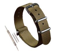 MZBUTIQ 18 mm Khaki Nylon Strap Thin Watch Bands Replacement One-piece Buckle Extra Long