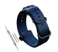 MZBUTIQ 19 mm Blue Nylon Watch Strap Thick Nylon Replacement Band for Men Heavy Buckle 5 Rings
