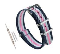 MZBUTIQ 19 mm Blue/white/pink Nylon Watch Strap One Piece Watch Band Replacement Polished Buckle