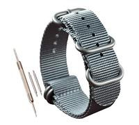 MZBUTIQ 19 mm Grey Nylon Watch Strap Thick Nylon Replacement Band for Men Heavy Buckle 5 Rings