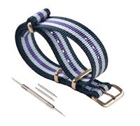 MZBUTIQ 20 mm Blue/white/purple Nylon Watch Strap One-piece Ballistic Nylon Watch Band Belt Replacement Rose Gold Buckle