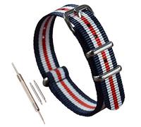 MZBUTIQ 20 mm Blue/white/red Nylon Watch Strap One-piece Ballistic Nylon Watch Band Belt Replacement