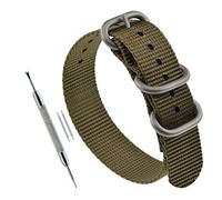 MZBUTIQ 20 mm Khaki Men's Nylon Watch Strap One Piece Watch Bands Replacement Matte Buckle 3 Ring