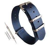 MZBUTIQ 21 mm Nylon Watch Strap Blue One-piece style Thin Watch Band Replacement Extra Long