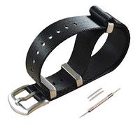 MZBUTIQ Black Watch Strap 20 mm Seat Belt Nylon Watch Bands One-piece 4 Ring Military Watch Bracelet