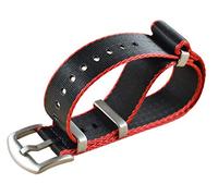 MZBUTIQ Watch Strap 20 mm Seat Belt Black and Red Nylon Watch Bands One-Piece 4 Ring Watch Bracelet