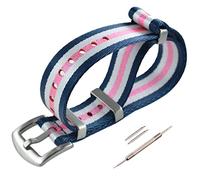 MZBUTIQ Watch Strap 22 mm Seat Belt Red/white/pink Nylon Watch Bands One-piece 4 Ring Watch Bracelet for Men