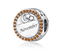 MZC Jewelry Birthstone Birthday Heart Bead Charms Compatible with Pandora Bracelet, Metal, No Gemstone