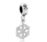 MZC Jewelry Snowflake Dangle Charm Compatible with Pandora Charms Bracelets, metal, no gemstone