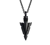 MZC Jewelry Spearpoint Arrowhead Urn Neckalce for Ashes Stainless Steel Ash Holder Cremation Keepsakes Memorial Pendant for Men Women, stainless-steel