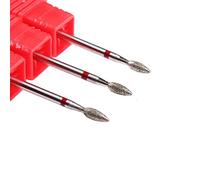 MZCMSL 3pcs Flame Shape Diamond Cuticle Clean Bits, 3/32 Shank Dry Manicure Drill Bits