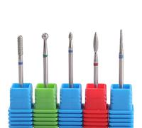 MZCMSL Russian Manicure Drill Bits, Cylinder/Ball/Flame/Needle Cuticle Bit,3/32 Shank Diamond Nail Drill Bit,5pcs