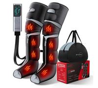 MZCNU Leg Compression Massager for Circulation and Pain Relief, Compression Boots with Heated Knee, 6 Modes 12 Intensities 3 Timers, Foot Calf Thigh Recovery Machine, Gifts for Man Woman, Black