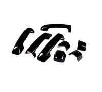 MZEER ABS Silver Carbon Fiber Black Car Door Handle Cover for Toyota for Tundra 2007-2021 for Sequoia 2008-2020 Trim Sticker Accessories(Piano Black)