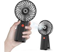 MZGO Portable Handheld Fan, 7 Blades Mini Handheld Fan,15 hrs Working time with Rechargeable Battery, 4 Speeds Low Noise Mini Fans, USB Desk Fans for School, Travel, Camp (Black)