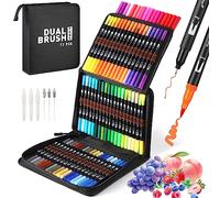 Mzh Art Colouring Pens, 72 Dual Tip Brush & Fineliner Pens Set, Watercolour Brush with Case for Adults & Kids