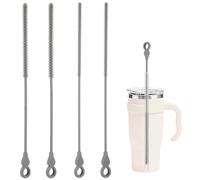 MZHJYWJW Silicone Straw Cleaner Brush,4 Pcs Straw Brush Cleaners | Non-slip Handle,6 mm+9 mm Soft Bendable Straw Cleaning Brush for Metal Straw,Milkshake Straw,Water Bottles, Cup Lids(Gray)
