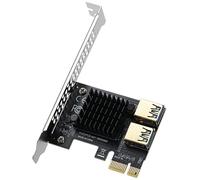 MZHOU PCIe 1 to 2 Splitter Card with ASM1184e Chip, Native PCIe x1 to x16 Adapter, Multi-GPU Splitter for Mining Rig & Workstation, Plug & Play