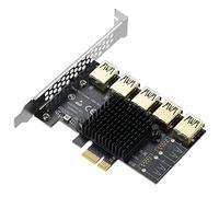 MZHOU PCIE 1 to 5 Riser - 5 Ports USB 3.0 Adapter Card PCIe Multiplier Splitter Riser Card - PCIe Riser Card Converter for GPU Ethereum Bitcoin Mining (Not USB Signals)