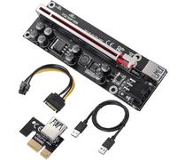 MZHOU PCIe 1X to 16X Riser Card with 0.6m USB 3.0 Extension Cable 6Pin SATA Power Cable PCIe Graphics Card GPU Extender Riser Card for Bitcoin Litecoin Ethereum Mining (Chip:VER009S PLUS Black-1 Pack)