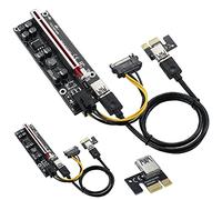 MZHOU PCIe Riser 1X to 16X Riser Card GPU Riser Graphics Extension Powered Riser Adapter Card with USB 3.0 Cable & 6 PIN Power Cable for Bitcoin Crypto Ethereum Mining(Chip:VER009S Black-2 Pack)