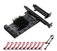 MZHOU PCIE SATA Card 10 Ports - 6Gbps SATA 3.0 Controller Expansion Card with SATA Power Splitter Cable - PCI Express Card SATA 10 Prot Supports All PCIe Card Slots (Chip ASM1166+JMB575)