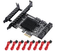 MZHOU PCIE SATA Card 8 Port,6 Gbps SATA 3.0 Controller PCIE 1X Express Expansion Card Support 8 SATA 3.0 Devices-ASM1064,JMB575 chip