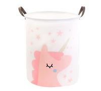 Mziart Kids Laundry Basket for Girls Boys, Cute Baby Laundry Hamper Waterproof Collapsible Large Storage Basket Nursery Toy Bin Home Decor Gift Baskets for Bathroom Bedroom 19.7 Inch (Pink Unicorn)