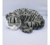MZICXV 11.4" Realistic Sleeping Plush Toy, Orange Tabby Stuffed Animal, Lifelike Kitten Model(Gray)