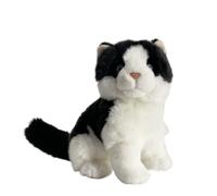 MZICXV 11" Sitting Cat Plush Toy, Soft Black and White Cat Stuffed Animal