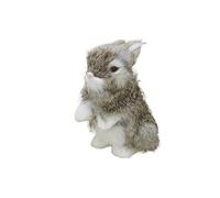 MZICXV 5.5" Realistic Sitting Rabbit Figurine, Fluffy Bunny Plush Toy, Lifelike Rabbit Model(Brown)