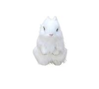 MZICXV 5.5" Realistic Sitting Rabbit Figurine, Fluffy Bunny Plush Toy, Lifelike Rabbit Model(White)