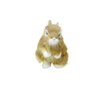 MZICXV 5.5" Realistic Sitting Rabbit Figurine, Fluffy Bunny Plush Toy, Lifelike Rabbit Model(Yellow)