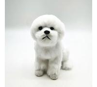 MZICXV 5.9" Realistic Bichon Frise Figurine, Faux Puppy Plush, Lifelike Dog Stuffed Animal(Squat)