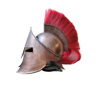 MZICXV Greek Corinthian Helmet Replica | Spartan Armour with Plume | Ancient Bronze Finish Wearable Helmet for Reenactment & Display(A)