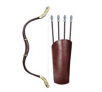 MZICXV Kids Bow and Arrow Set, Toy Mongolian Recurve Bow with 4 Suction Cup Arrows, Quiver and Belt, Safe Archery Game for Boys Outdoor & Indoor Role Play, Pretend Play Costume Prop(A)