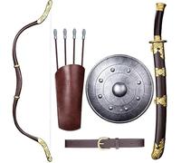 MZICXV Kids Plastic Set, Toy Shield Bow Arrow Quiver Belt, 6-Piece Costume Accessories for Boys Fancy Dress Party Performance, Safe Play Role Playing Gift(C)