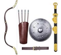 MZICXV Kids Plastic Set, Toy Shield Bow Arrow Quiver Belt, 6-Piece Costume Accessories for Boys Fancy Dress Party Performance, Safe Play Role Playing Gift(B)