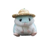 MZICXV Simulation Cute Little Hamster Plush Doll Wearing A Straw Hat Hamster Pendant Bag Pendant Soft (Blue)