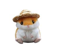 MZICXV Simulation Cute Little Hamster Plush Doll Wearing A Straw Hat Hamster Pendant Bag Pendant Soft (Orange)