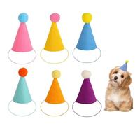 MZIDECNASNEJIA 6 Pcs Mini Pet Birthday Hats, Cute Party Hats for Toy Animals, Reusable Felt Cone Hat with Pompoms, Funny Happy Birthday Hat for Children, Dog Cat Rabbit Puppies (Multicolor