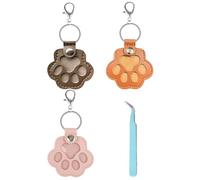 MZinge 3PCS Pet Paw Keychain, Dog Hair Storage Keychain, Cute dog、cat Paw Keychains Pet Hair Keepsake Keyring Unique Leather Pet Memorial Keychains,Memorial Collection Keyring Gift forPets Lovers