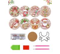 MZinge 8 Pcs Christmas Diamond Art Coasters, 5D DIY Diamond Painting Coasters Kit, Full Drill Dot for Adults Arts and Crafts Supplies.