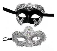 MZinge Couple's Masquerade Masks Shiny Rhinestone Luxury Lace & Antique Roman Greek Venetian Style for Prom, Mardi Gras, Ball & Halloween Party