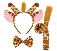 MZinge Furry Animal Costume Set - Zebra/Leopard/Giraffe - Headband, Tail & Bow Tie - Halloween & Party (golden giraffe)