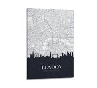 MZKSUERS London Skyline And City Map for Travel Poster Poster Decorative Painting Canvas Wall Posters And Art Picture Print Modern Family Bedroom Decor Posters 12x18inch(30x45cm)